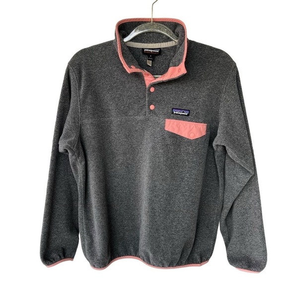 Patagonia Synchilla Snap-T Fleece Pullover Gray Pink Medium Gorpcore Hiking GUC - Picture 1 of 11